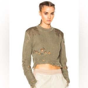 NWT YEEZY Season 3 Destroyed Crop Military Sweater w/ Patches